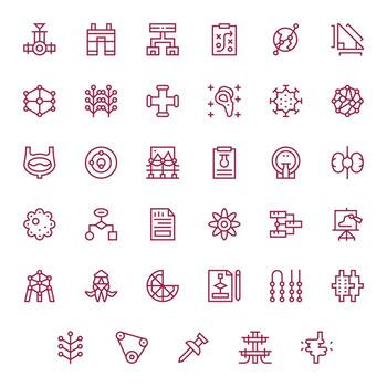 diagrama prima haz con 35 128x128 píxel optimizado regular línea íconos vector