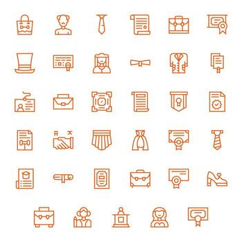 35 Grid Fitted Icons themed around Formal in High Resolution Regular Line format vector