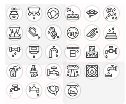 28 íconos para goteo presentando alto resolución cuadrícula equipado negrita línea gráficos vector