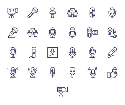 25 Icons for Interview optimized in Pixel Aligned 256x256 Regular Line resolution vector
