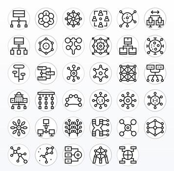 35 Editable Regular Line Icons from Nodes Collection vector
