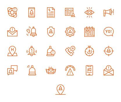 25 128x128 Icons for Urgent in PIXEL Perfect Regular Line Format vector
