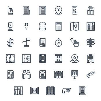 35 Regular Line Icons for Guide in crisp Retina Ready Editable resolution vector