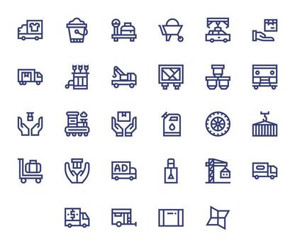 28 64x64 Bold Line Icons optimized for Transporting Display Perfect display vector