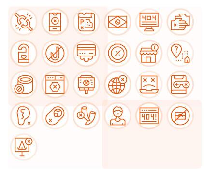 25 Regular Line Icons designed for Unavailable in 128x128 PIXEL Perfect format vector