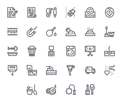 Removal Icon Toolkit featuring 28 PIXEL Perfect High Resolution Bold Line elements vector