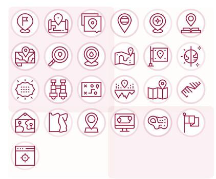 Geographical 128x128 Icon Pack with 25 Regular Line Display Perfect Elements vector