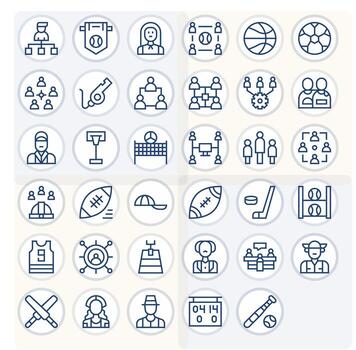 35 Regular Line Icons for Team in crisp 128x128 Grid Fitted resolution vector