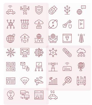 Internet Comprehensive Bundle with 40 Detail Enhanced Thin Line 256x256 Icons vector