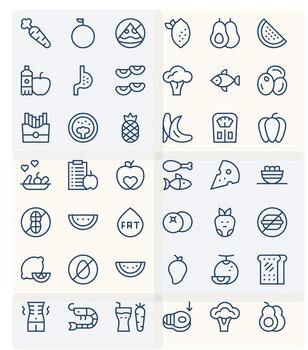 42 Regular Line Grid Fitted Icons tailored for Diet Retina Ready interface vector