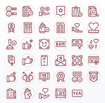 35 Icons for Approval featuring 256x256 Display Perfect Regular Line Graphics vector