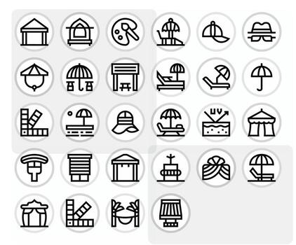 Shade Comprehensive Bundle with 28 Pixel Optimized Bold Line Retina Ready Icons vector