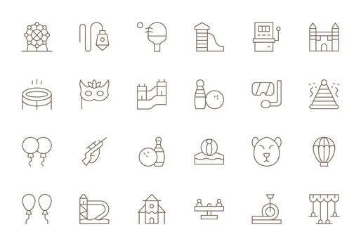 24 64x64 Thin Line Pixel Optimized Icons for Fun Projects vector