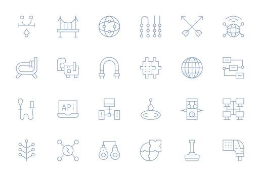 24 conexión punto píxel alineado íconos en 128x128 Delgado línea estético vector