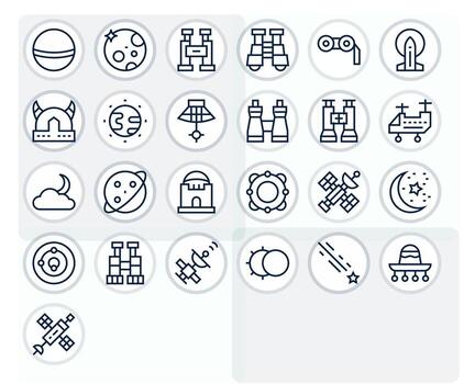 Regular Line Grid Fitted Icons from Astronomy Set with 25 Retina Ready Icons vector