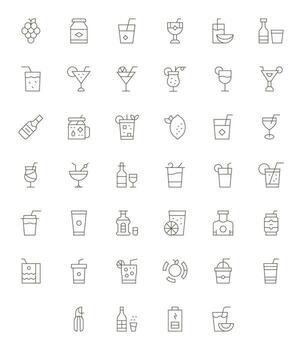 Juice Ultimate Package with 40 High Resolution Thin Line Display Perfect Icons vector