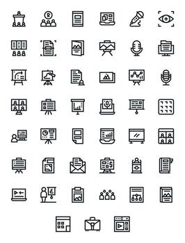 45 High Resolution Grid Fitted Icons for Presentation in Bold Line Theme vector