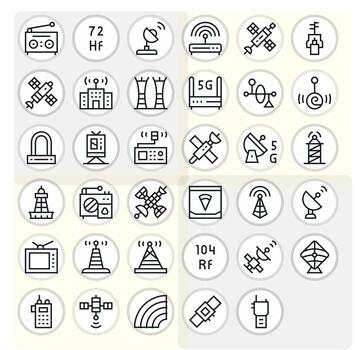 35 Regular Line Pixel Aligned High Resolution Icons from Antenna Suite vector