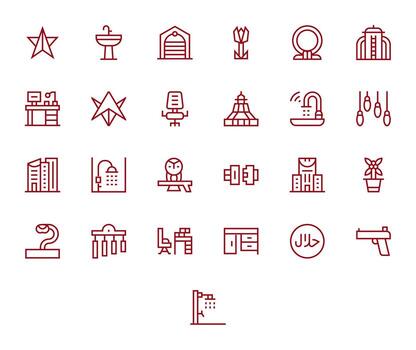 25 íconos para moderno diseño presentando 256x256 monitor Perfecto regular línea gráficos vector