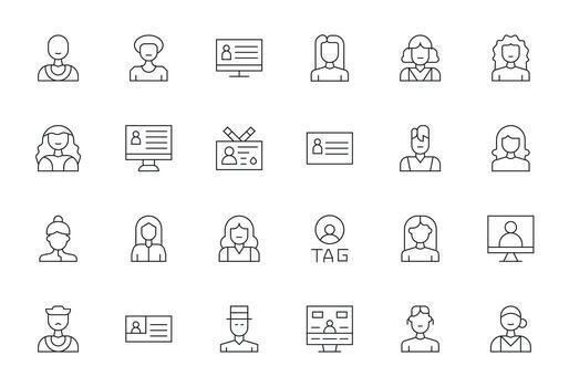 Member Profile Ultimate Package with 24 256x256 Thin Line PIXEL Perfect Icons vector