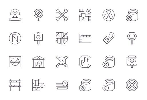 Do Not Enter Icon Collection with 24 256x256 Thin Line Designs vector