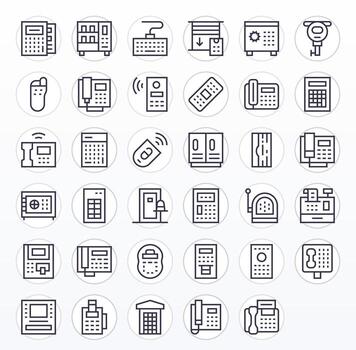 35 128x128 regular línea íconos optimizado para teclado detalle mejorado monitor vector