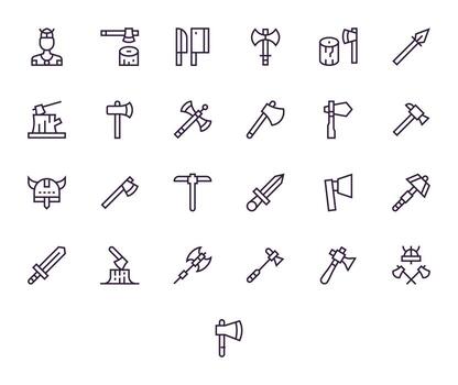Axe Graphics featuring 25 Regular Line Display Perfect High Resolution Designs vector