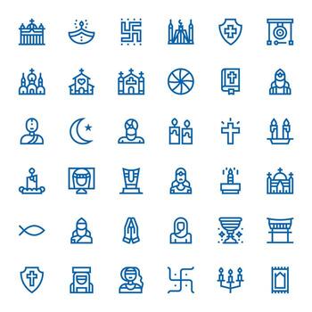 36 High Resolution Bold Line Icons for Religious with Display Perfect precision vector