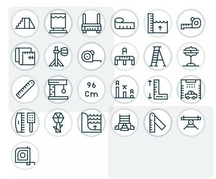 Regular Line Display Perfect Icons from Height Set with 25 128x128 Icons vector