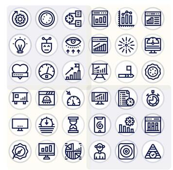 Progress Bar Professional Set with 36 Bold Line Pixel Aligned 256x256 Icons vector