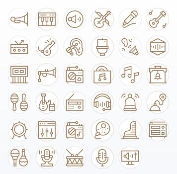 35 regular línea íconos diseñado para sonido en retina Listo píxel Perfecto formato vector