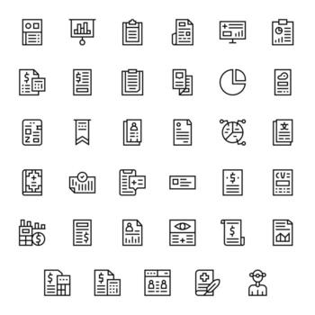 35 Regular Line Pixel Optimized Icons tailored for Summary High Resolution interface vector