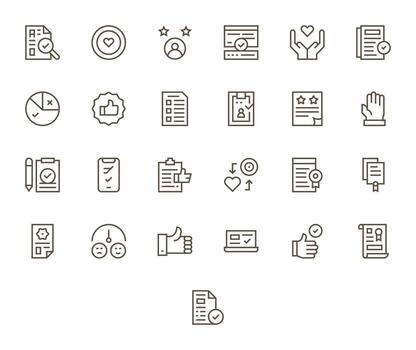 Approval Icon Toolkit featuring 25 Detail Enhanced 256x256 Regular Line elements vector