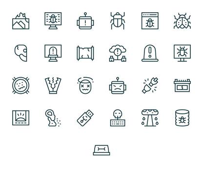 25 High Resolution Icons for Malfunction in Detail Enhanced Regular Line Format vector