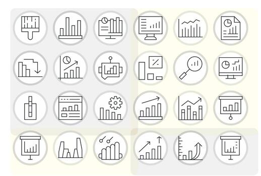 24 monitor Perfecto Delgado línea íconos diseñado para bar grafico interfaz vector