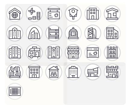 25 Regular Line Grid Fitted Icons tailored for Housing Retina Ready interface vector
