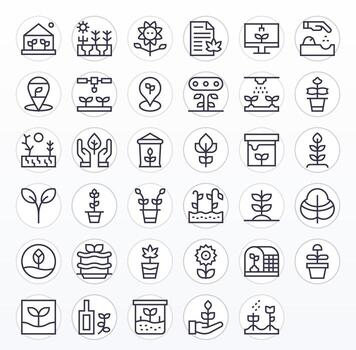 Seedling Modern Collection with 35 Regular Line 256x256 Pixel Aligned Icons vector