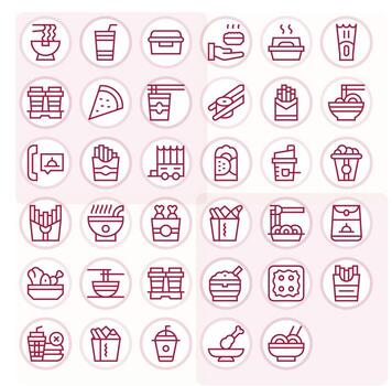 35 Regular Line Pixel Optimized Icons tailored for Takeout High Resolution interface vector