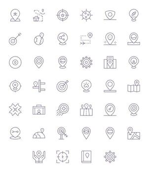 40 píxel optimizado Delgado línea íconos desde determinar con precisión colección vector