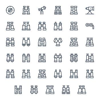 35 regular línea íconos diseñado para prismáticos en alto resolución editable formato vector