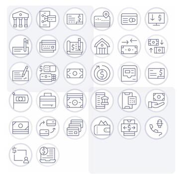 Credit Comprehensive Bundle with 32 Detail Enhanced Thin Line 128x128 Icons vector