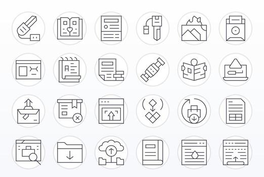 digital archivo último paquete con 24 alto resolución Delgado línea monitor Perfecto íconos vector