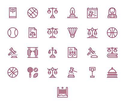 25 Regular Line Pixel Optimized Retina Ready Icons from Court Suite vector