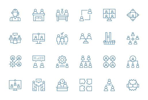 24 128x128 Thin Line Icons optimized for Teamwork PIXEL Perfect display vector