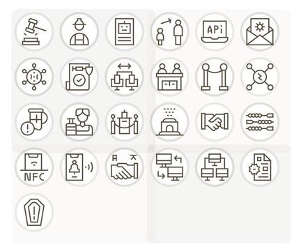 25 Regular Line Grid Fitted 128x128 Icons from Protocol Suite vector