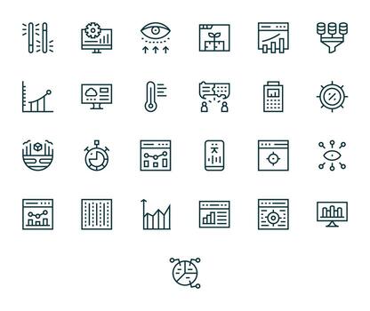 25 Regular Line Icons from Analytics in Retina Ready Pixel Aligned Quality vector
