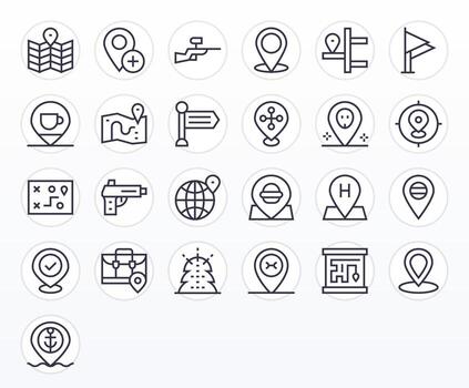 25 High Resolution Icons for Marker in Pixel Optimized Regular Line Format vector
