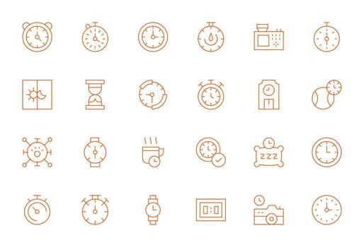 24 High Resolution Icons for Timer in PIXEL Perfect Thin Line Format vector