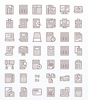 Spreadsheet Premium Bundle with 42 High Resolution Detail Enhanced Regular Line Icons vector