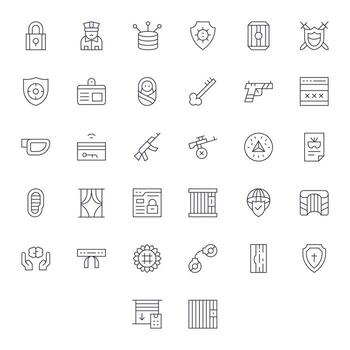 Security Scalable Set featuring 32 Pixel Optimized Thin Line 128x128 Icons vector
